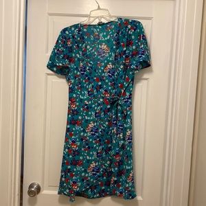 J.Crew, size 8, bright floral, short sleeve, wrap dress